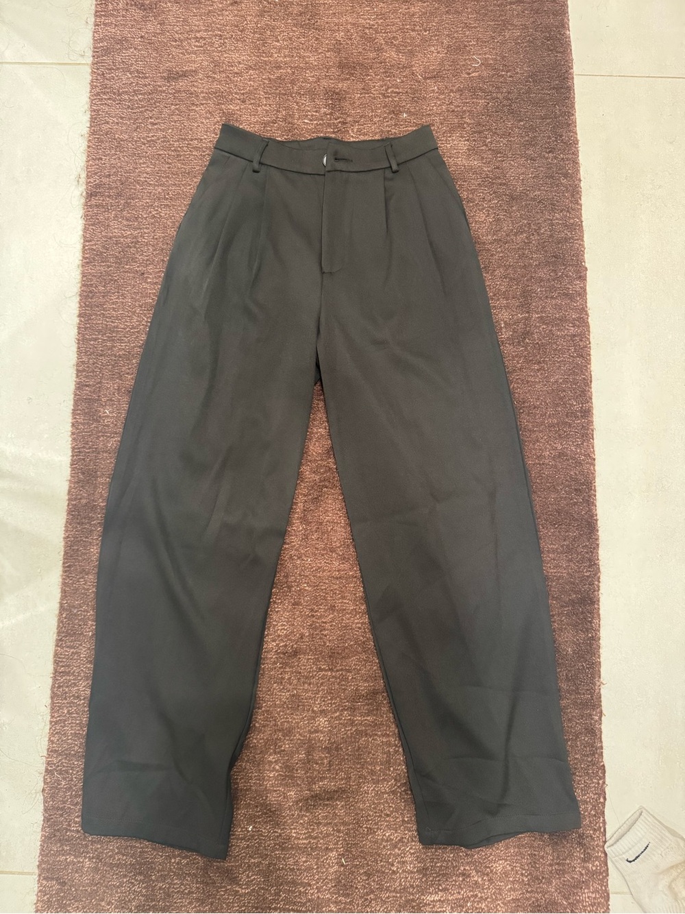 Black Pleated Wide-Leg Dress Pants